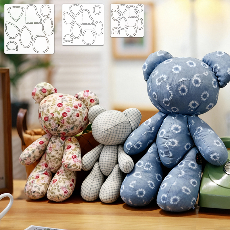 Textile Sewing Patterns - แม่แบบเย็บผ้าลายหมีน่ารัก 1 ชิ้น ทำมือ สำหรับงานเย็บผ้า DIY