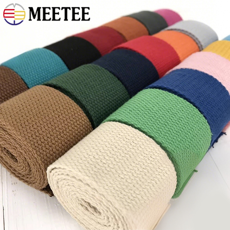 Binding Tape Bias - 2-10 เมตร 38 มม.ผ้าฝ้ายโพลีเอสเตอร์ Webbing สําหรับสายคล้องผ้าใบกระเป๋าริบบิ้นเทปไหล่