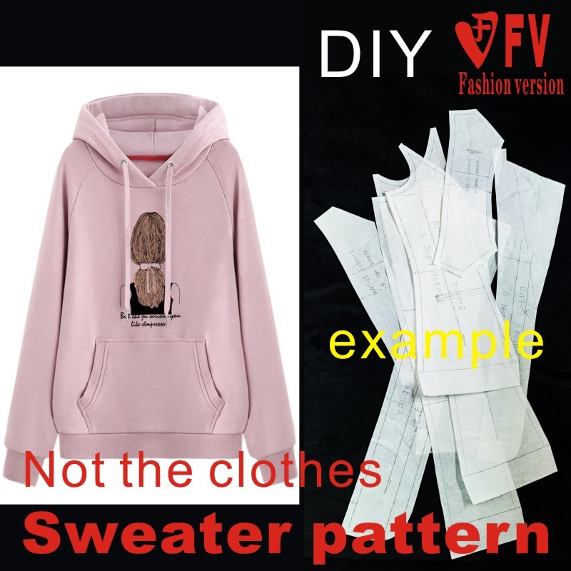 Textile Sewing Patterns - DIY Handmade ผู้หญิง Raglan แขนเสื้อกีฬา Hooded