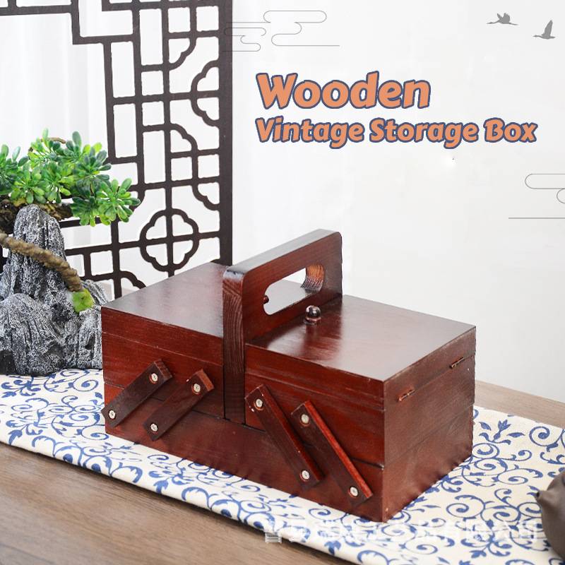 Bobbin Organizer Box - แบบพกพาพับไม้เย็บกล่องช่องด้ายเย็บตะกร้าOrganizerกล่องเครื่องประดับอุปกรณ์เย็บผ้าในครัวเรือน