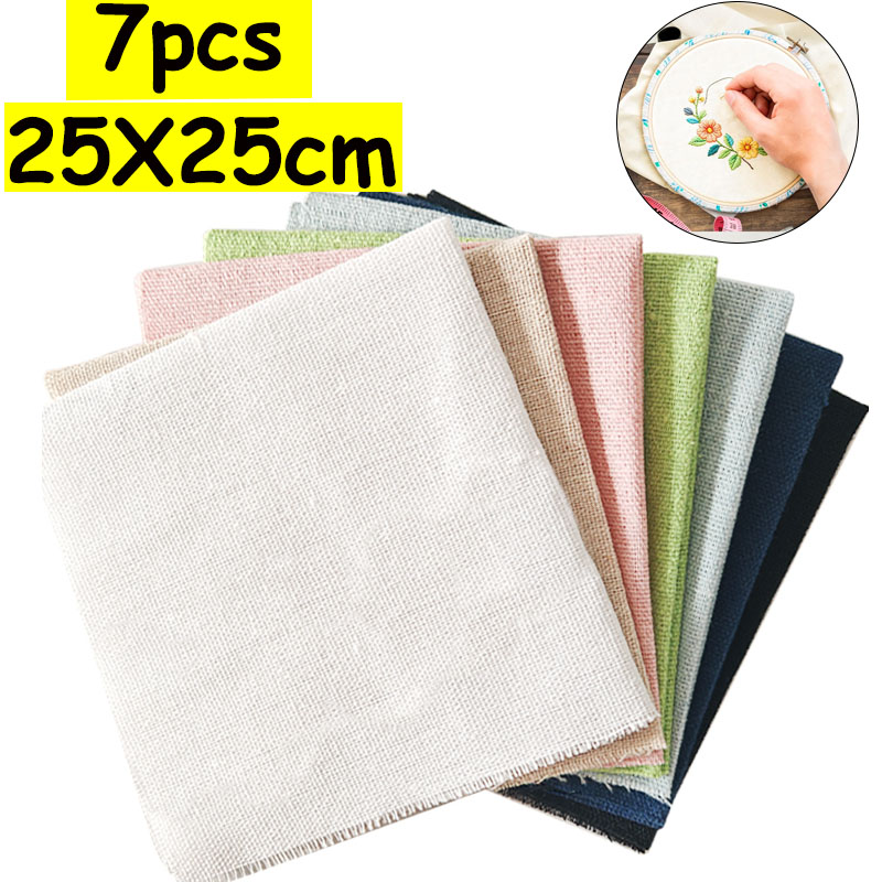 Sewing Textile Art - ชุดผ้าลินิน 7 ชิ้น ขนาด 25*25 ซม.