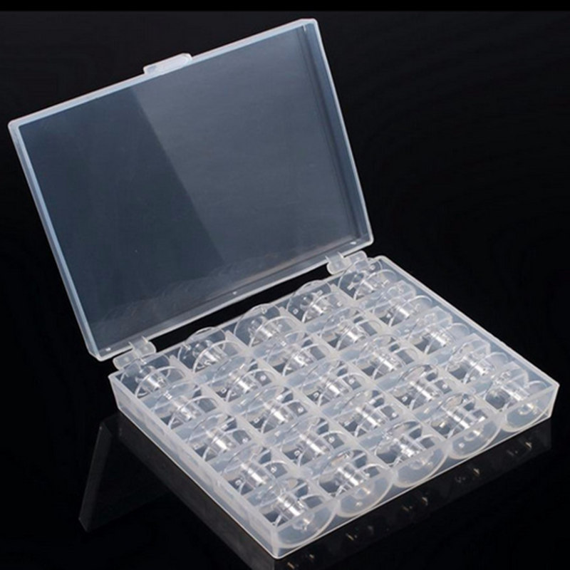 Bobbin Organizer Box - กล่องเก็บหลอดด้ายพลาสติก 25 ช่อง 1 ชิ้น กล่องจัดระเบียบหลอดด้ายเปล่าสำหรับอุปกรณ์จักรเย็บผ้าในครัวเรือน