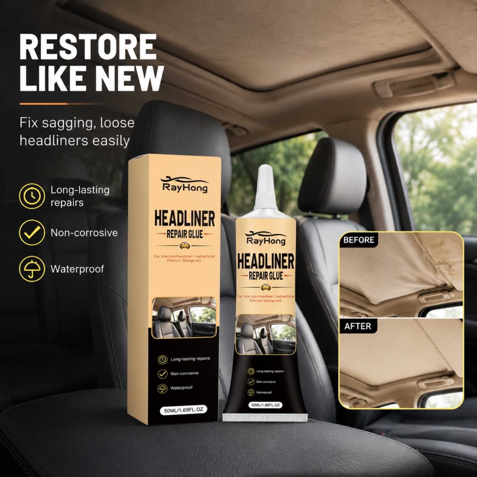 กาวซ่อมหลังคารถยนต์ กาวติดแผ่น - Fabric Glue Bond บทวิจารณ์และราคา