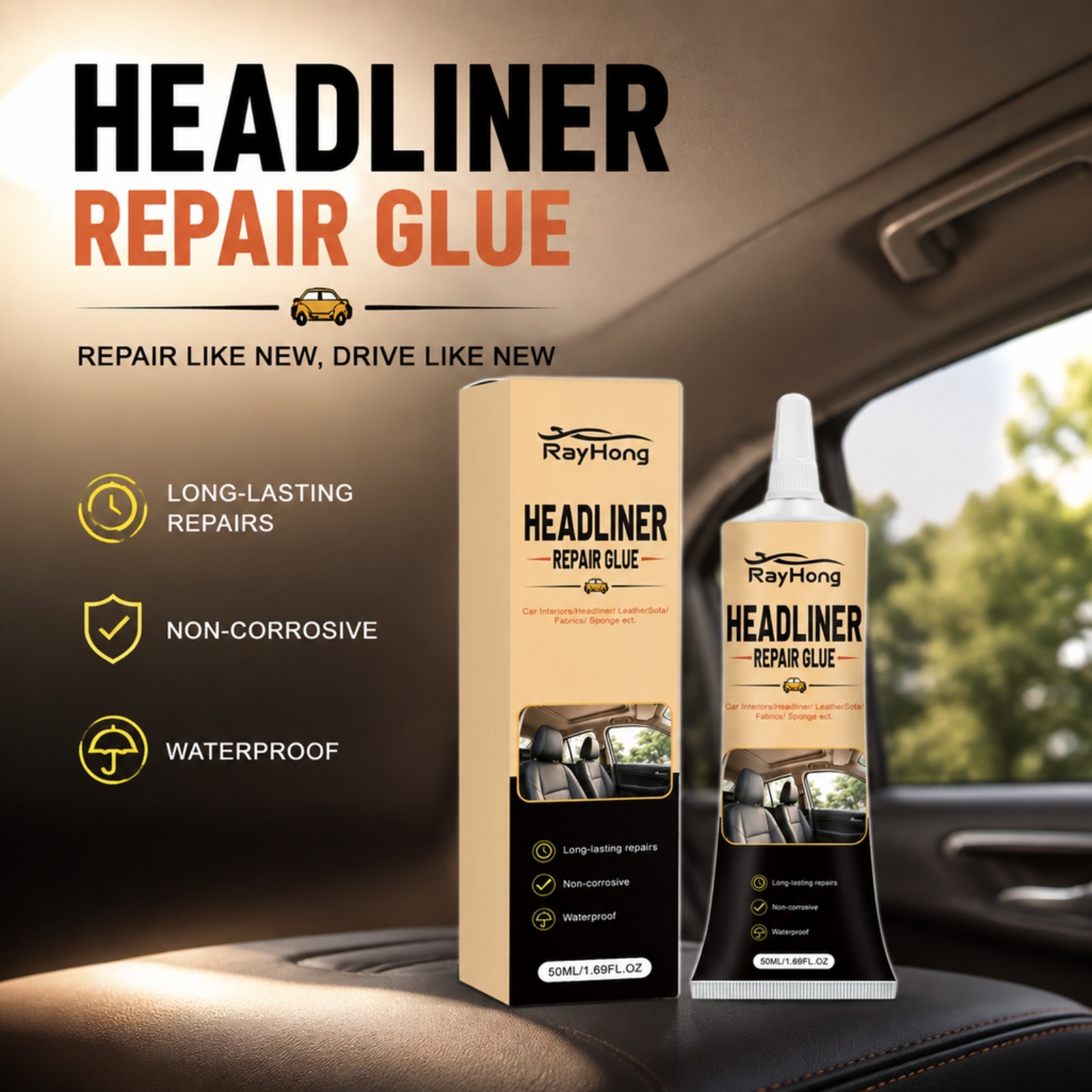 กาวซ่อมหลังคารถยนต์ กาวติดแผ่น - Fabric Glue Bond บทวิจารณ์และราคา