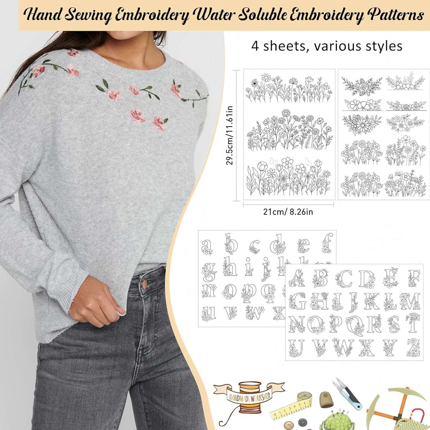กระดาษทรานเฟอร์ลายดอกไม้แบบละล - Textile Sewing Patterns บทวิจารณ์และราคา