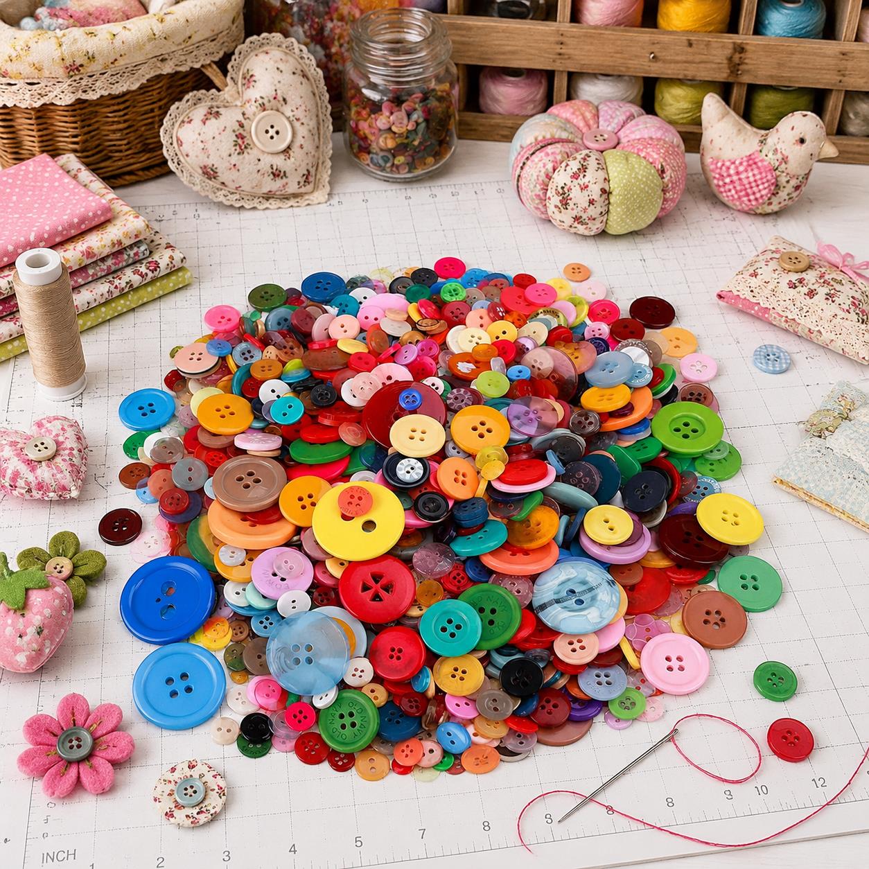 กระดุมกลมหลากสีรุ้ง จำนวน 100~ - Textile And Sewing Supply บทวิจารณ์และราคา