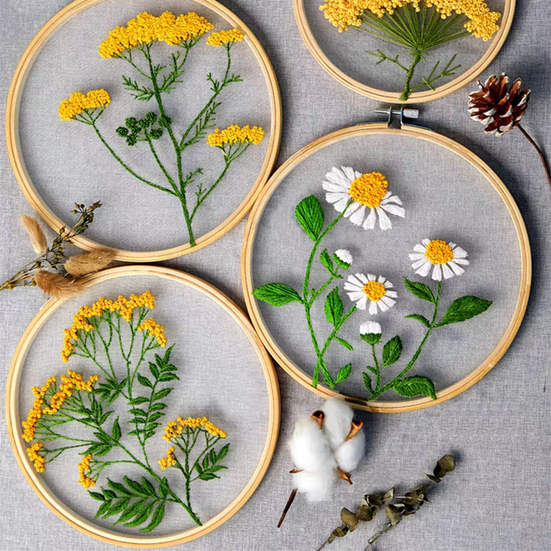ชุดปักผ้า DIY ลายดอกไม้สีขาว ช - Textile Sewing Patterns บทวิจารณ์และราคา